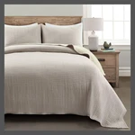 Lush Decor Cotton Quilt Set Kantha Pick Stitch Neutral/off White King. Fixed Price $30.59.