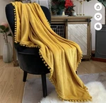 Lomao Flannel Blanket W/pompom Fringe Cozy Bed Soft Throw 46 X36 Yellow. Fixed Price $7.99.