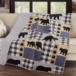 Virah Bella Blue & Yellow Bear Lodge Plaid Quilted Throw Blanket - 50" X 60". Fixed Price $39.88.