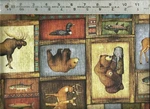 Timberland Trail Moose Elk Deer Wolf Bear Patch 100% Cotton Quilt Fabric Bty. Fixed Price $16.99.