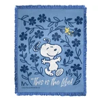 Northwest X Peanuts Snoopy The Life Fringed Woven Jacquard Throw Blanket. Fixed Price $49.99.