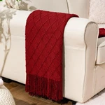 Battilo Home Red Knitted Throw Blanket Large Fringe Fall Bed Decor 52X80. Fixed Price $44.98.