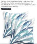 Calitime Abstract Feathers Fleece Throw Pillow Covers-set Of 2-22X22-NEW Orpkg. Fixed Price $13.00.