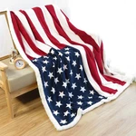 Flag Patriotic Sherpa Throw Blanket 50'' 60'', National Fleece F.... Fixed Price $58.84.