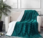 Dada Bedding Emerald Green Blue Soft Warm Sherpa Backside Faux Fur Throw Blanket. Fixed Price $23.56.