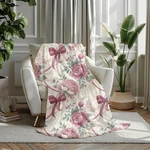 Chic Floral Velveteen Plush Blanket Elegant Home Style. Fixed Price $64.00.