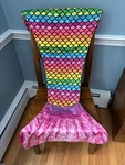 Mermaid Blanket - Rainbow Double Sided Satin Feel Soft Fleece Lining Euc. Fixed Price $11.99.