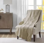 Decorative Throw Blanket Scalloped Edge Khaki Color Oversize Quilted Sofa Cover. Fixed Price $51.65.