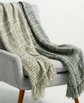 Hallmart Collectibles 50" X 60" Basketweave Acrylic Fringe Throw - Beige / Khaki. Fixed Price $42.00.