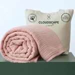 Cloudscape 4-LAYER Cotton Muslin Blanket, King Size, Seashell Pink. Fixed Price $143.99.