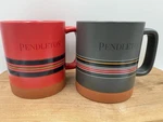 Pendleton Woolen Mills Blanket Stripe Large Coffee Mug Dark Gray Red Set 18 Oz. Fixed Price $24.00.