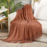 Miulee Orange Knitted Throw Blanket For Couch Boho Terracotta Rust Textured C.... Fixed Price $54.02.