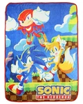 Sonic The Hedgehog Throw Blanket Knuckles Tails And Fleece 45X60". Fixed Price $29.99.
