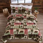 Green Brown Red Bear Duck Lodge 3 Pc Quilt Set Twin Full Queen King Bed Coverlet. Fixed Price $99.90.