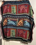 Laurel Burch Mythical Dogs Tapestry Fringe Blanket Throw 50 X 60. Fixed Price $59.99.