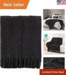 Black Throw Blanket 50X60 Fringed Knit Bed Couch Decor For Home Modern. Fixed Price $53.33.