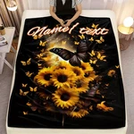 Personalized Glam Style Sunflower And Butterfly Flannel Blanket - 100% Polyest. Fixed Price $12.99.