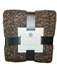 Hotel Collection Brown Brushed Herringbone Throw 45"X 60" Wool Msrp $130. Fixed Price $45.00.