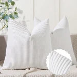 Ycoll White Pillow Covers 24X24 Set Velvet Striped Pattern - Soft Throw .... Fixed Price $35.65.