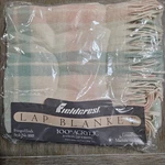 Vintage Fieldcrest Acrylic Lap Blanket Fringed Ends - 50X60 Pastel Tartan Nos. Fixed Price $14.65.