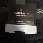 New Cuddl Duds 50" X 60" Cozy Plush Sherpa Throw Blanket Grey Buff Plaid. Fixed Price $22.99.