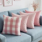 Carrie Home Farmhouse Pink Decorative Throw Pillow Covers 18X18 Inch Set Of 4.... Fixed Price $34.13.