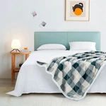 Regal Comfort - Green And Grey Plaid Flannel Sherpa Throw Blanket 50"X60". Fixed Price $39.95.