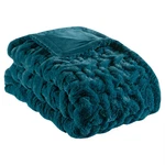 50"X60" Ruched Faux Fur Throw Blanket Teal - Madison Park. Fixed Price $15.99.