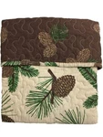 Virah Bella Forest Pines Pinecone Quilted Throw Blanket, Reversible 50" X 60". Fixed Price $39.88.