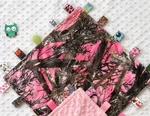 Double Minky! True Timber Camo & Pink Taggie Security Blanket, Baby. Fixed Price $18.99.