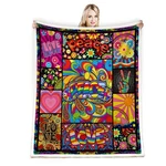 Soft Cozy Fleece Reversible 70S Groovy Retro Hippie Peace Sign Throw Blanket. Fixed Price $43.44.