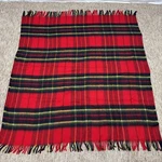 Mary's Vintage Red Tartan Plaid Throw Stadium Blanket Fringe Trim Made Usa. Fixed Price $31.99.