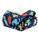 Plazatex Navy Dino Sherpa Micro Plush Decorative Throw Blanket 50" 60". Fixed Price $27.90.