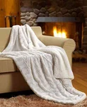 Tache New Super Soft Ivory Polar Faux Fur With Sherpa Throw Blanket White Cream. Fixed Price $39.59.