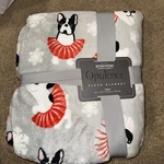 Berkshire Blanket Winter Snowflakes Boston Terrier French Bulldog New. Fixed Price $40.00.