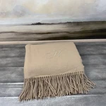 Williams Sonoma European Solid Cashmere Throw Blanket 51 X65 Camel Monogram. Fixed Price $179.95.