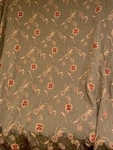Vtg Traditional Floral Brocade Gold Crushed Velvet Throw Blanket Beaded Trim. Fixed Price $76.00.