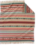 Pendleton Chimayo Throw Blanket Stripes 62 X 60 Fringe Wool Usa. Fixed Price $125.00.