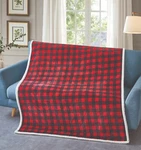 Virah Bella - Red And Black Plaid Flannel Sherpa Throw Blanket 50"X60". Fixed Price $39.95.