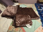 Macy's Martha Stewart Velvet King 3-PIECE Quilt Blanket Bedcover W/ Pillow Shims. Fixed Price $50.00.