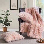 Mongolian Faux Fur Throw Blanket With 2 Pillow Covers Super Soft & Cozy Set. Fixed Price $32.39.