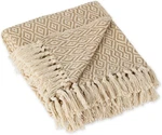 Rustic Farmhouse Double Diamond Woven Throw, 50X60, Stone. Fixed Price $22.30.