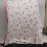 White Floral Fleece Throw Blanket Pink Satin Trim Shabby Chic 82X64 Vintage. Fixed Price $34.95.