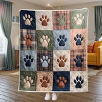 Dog Paw Print Quilt Blanket Cozy Pet Throw Lover Memorial Gift For Mom. Fixed Price $33.95.