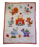 Vintage House Of Hatten Baby Blanket Circus Lion Seal Tiger Elephant Camel 36X47. Fixed Price $199.99.