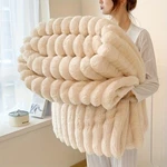 Soft Faux Rabbit Fur&sherpa Throw Blanket,microfiber Blanket,fleece. Fixed Price $20.99.