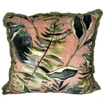 Tropical Botanical Design Throw Pillow Velvet Cushion Green Colorful Fringe. Fixed Price $44.99.