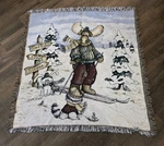 Moose Ski Snow Tapestry Blanket Throw Winter Lodge Cabin Bunny Slopes Woodland. Fixed Price $24.99.