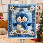 Cute Christmas Penguin Quilt Blanket, Cozy Winter Bedding, Holiday Gift For Kids. Fixed Price $29.26.