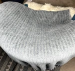 Restoration Hardware Chenille Fringe Throw Blanket Heavy Green Stripe 48" X 72". Fixed Price $149.95.